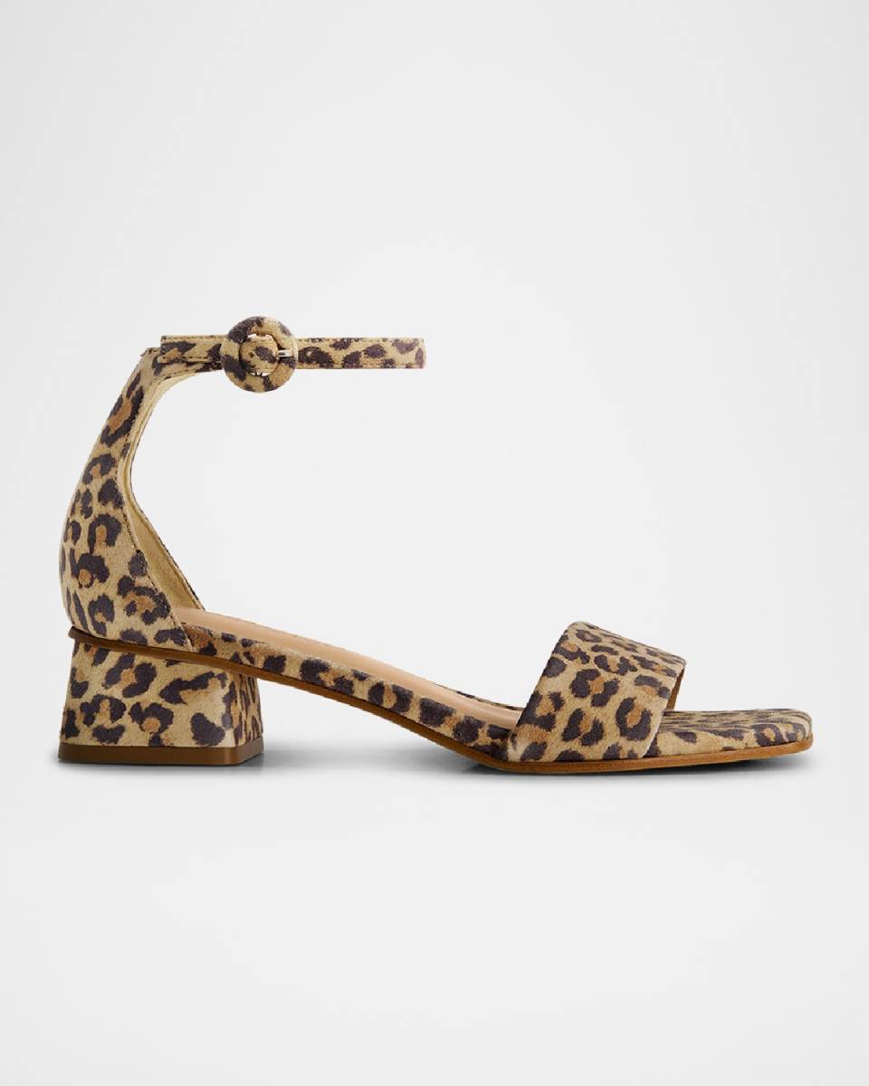 Jalena Leopard-Print Suede Block-Heel Sandals